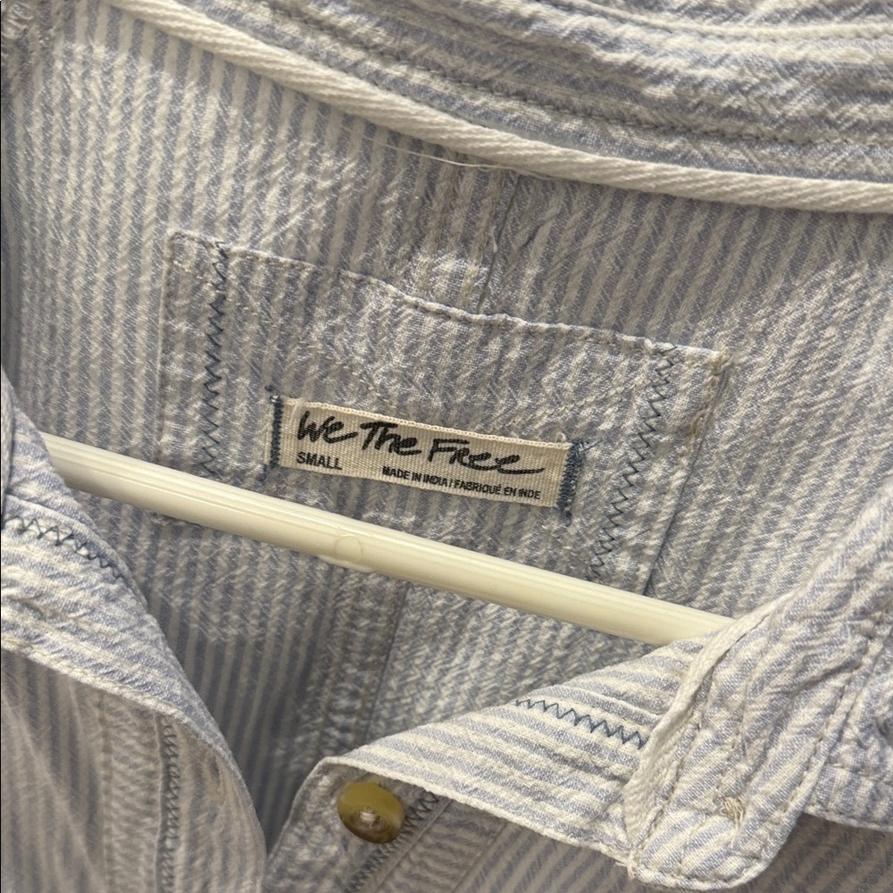 Free People Blue and White Striped Blouse